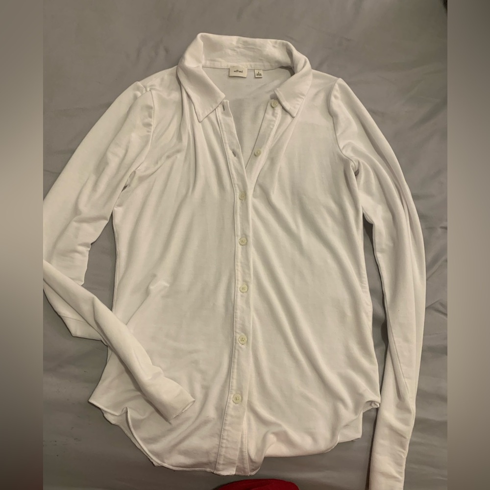 Aritzia Wilfred White Button Up long Sleeve